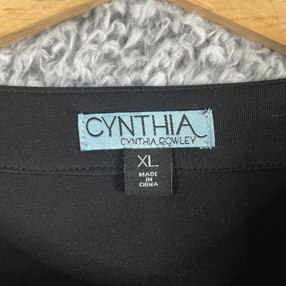 CYNTHIA Rowley Cocktail Dress Fit and Flare Black Cap Sleeve Side Zip Women's XL - Picture 7 of 10